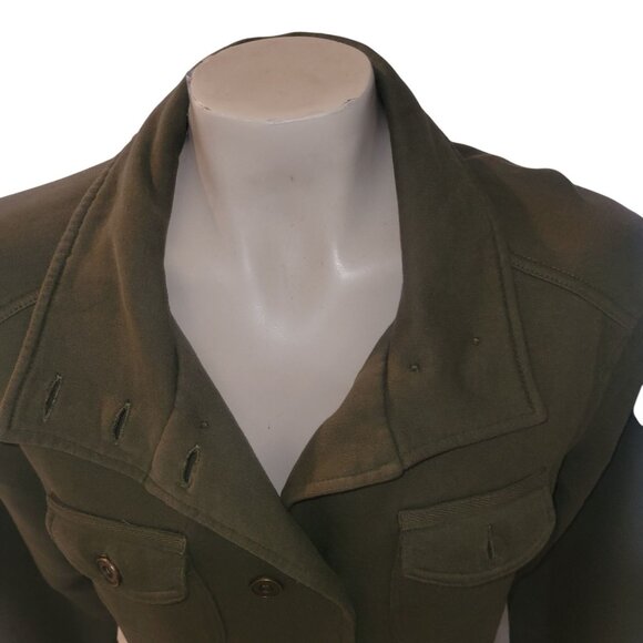 PRANA Vintage Olive Green Double-Breasted Military-Inspired Jacket Buttoned Pock - Picture 2 of 9
